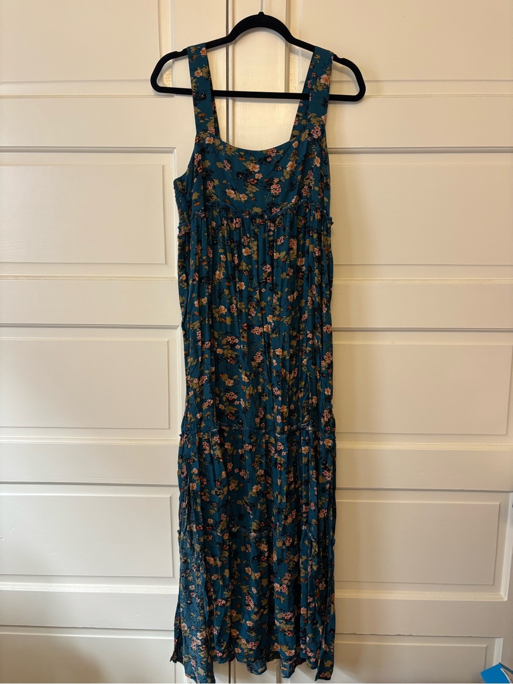 NATURAL LIFE Teal Floral Maxi Dress with Pink & Yellow Blossoms - Picture 1 of 4